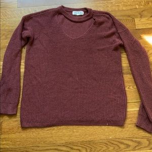 Maroon Cut-out Sweater